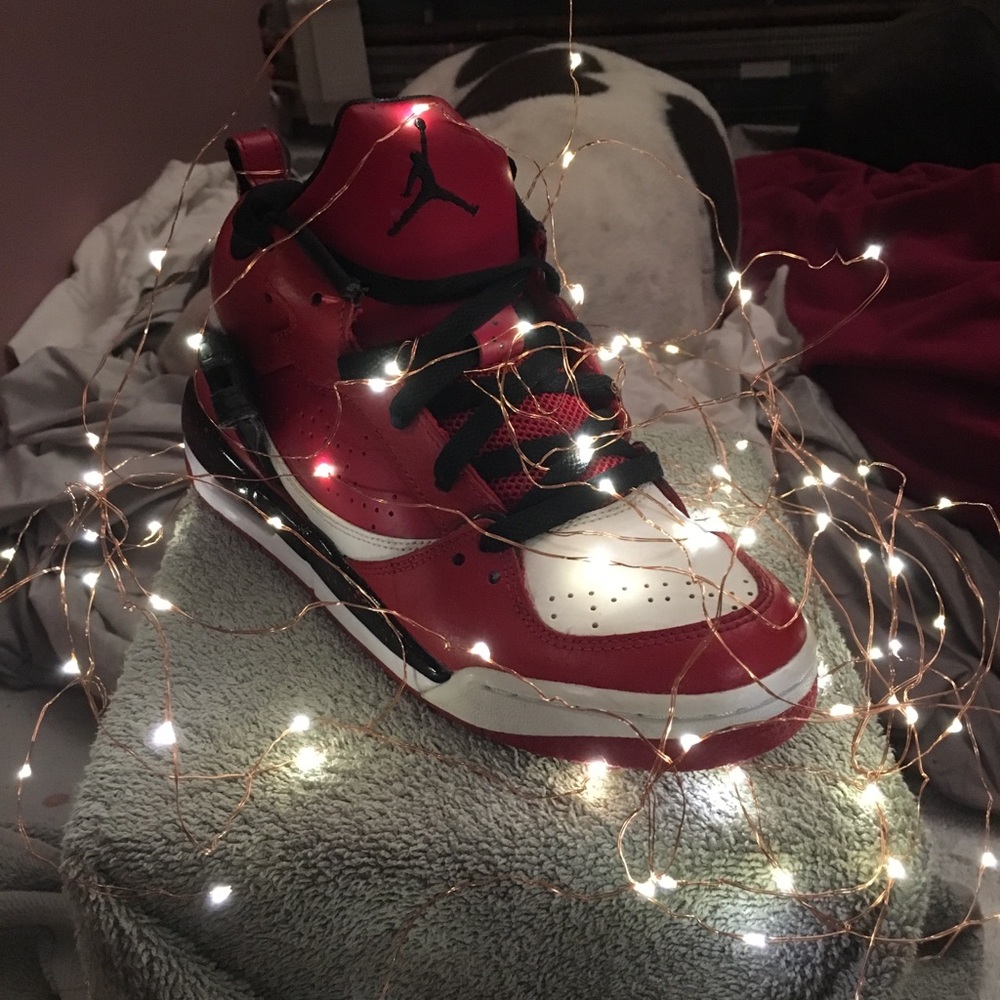 Black & Red Jordan female sneakers
